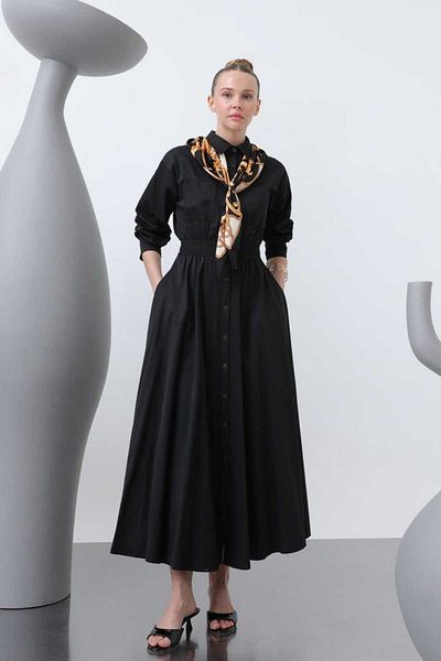LOREEN FASHİON Rochie de damă cu nasturi în față și talie elastică 20643