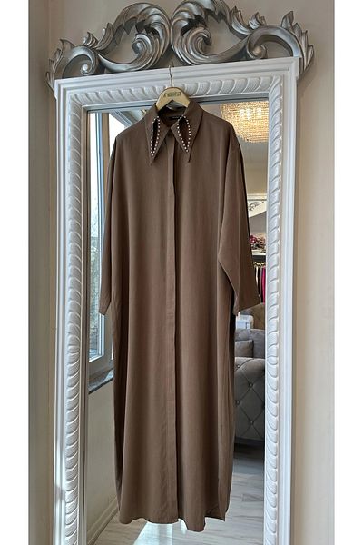 Invee Invee 7057 Modal Fabric Long Shirt/Cap - Brown