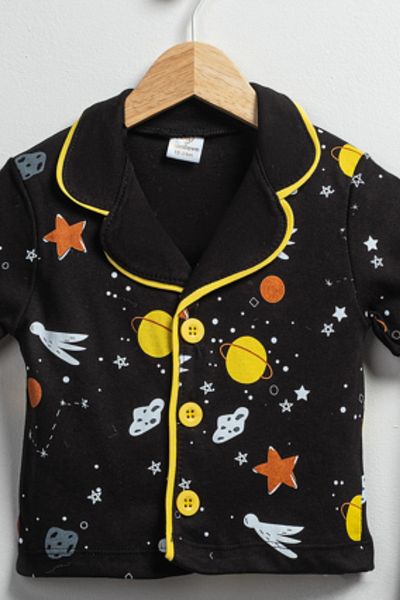 BEREKET BABY Boys Short Sleeve Button Pajama Set – Cotton and Comfortable Sleep Set