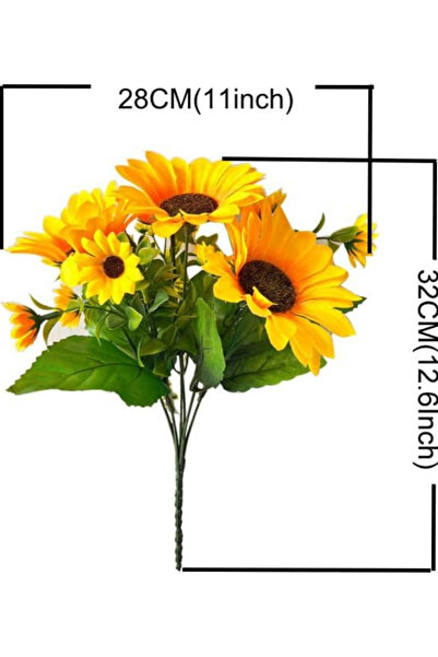 MD Aspiz Flowers Yapay Lüx Ayçiçeği Demeti 7Li (SAKSISIZ) Aranjmanlı Ay Çiçeği Buketi Büyük papatya Sarmaşık Gelin
