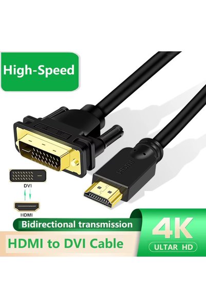 Derwell 3 Metre 3mt Hdmı To Dvı Iki Çift Yönlü Dönüştürücü Adaptör Kablosu Bilgisayar Pc Laptop Pc Ps5 Xbox 360 Bir Serisi S X Uyumlu Kablo