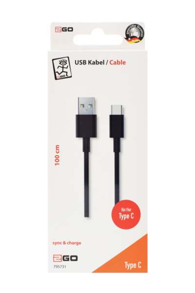 2go 795731 USB/Type C, 1 m, Negru