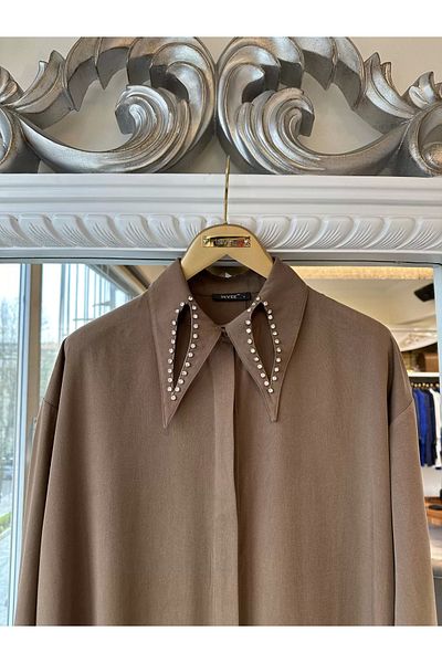 Invee Invee 7057 Modal Fabric Long Shirt/Cap - Brown