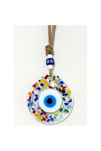 emosavm Rainbow Color Evil Eye Beaded Drop Model Clear Glass Wall Ornament