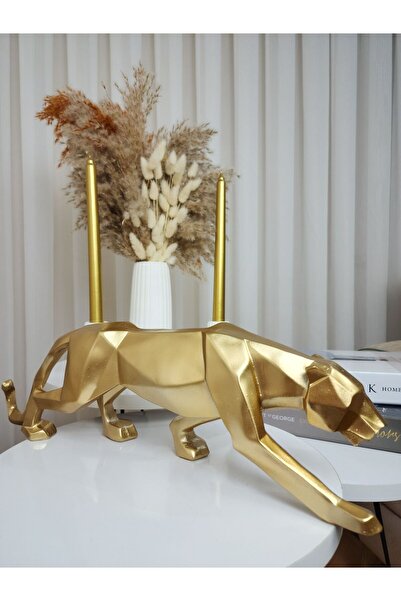 Artceal Dekoratif Kubik Gold Panter Obje Biblo