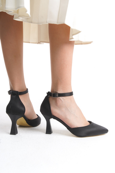 Limeo Ankle Buckle Satin High Heeled Women's Evening Dress Shoes