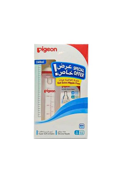 Pigeon Pigeon Plastic Feeding Bottle 240ml + 1 Feeding Nipple