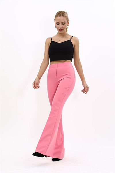 ÖNDER ÖZSOY Plus Size Flare Leg Pants-Pink