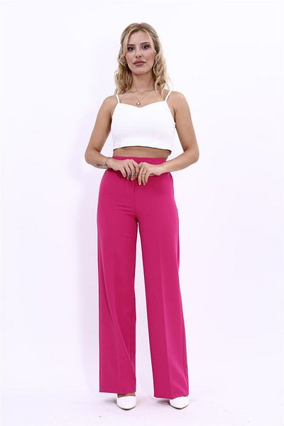 ÖNDER ÖZSOY Large Size Loose Wide Leg Trousers - Fuchsia