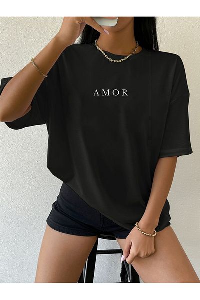 Boi Women's Oversize Tshirt - Kuşku Course Cotton Fabric Summer Casual T-Shirt