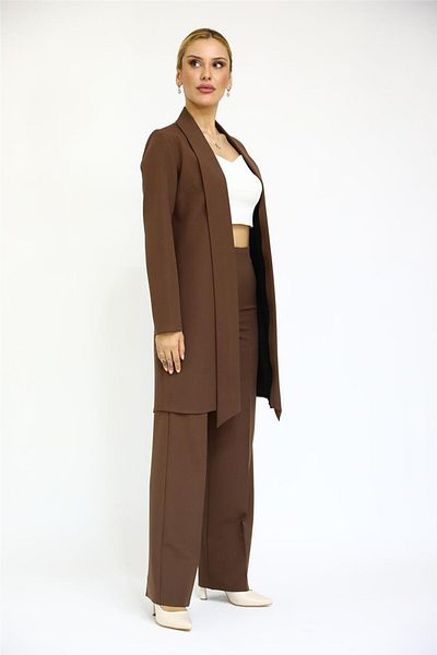 ÖNDER ÖZSOY Oversized Japanese Jacket & Wide-Leg Pants Set-Chestnut
