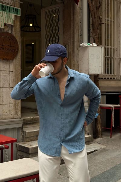 Livio Ferri Ανδρικό βαμβακερό πουκάμισο Tap Oversize