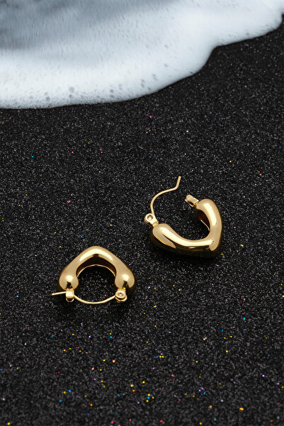 ÖZÜM TAKI Kadın Çelik V Model Küpe Gold