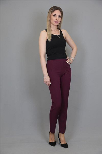 ÖNDER ÖZSOY Elastic Narrow Leg Trousers-Plum