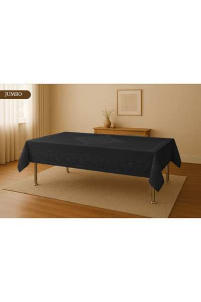 Sivalde Jumbo Vintage Pattern Carefree Fabric Black Dining Table Cloth