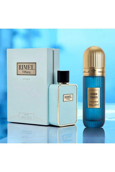 IBRAHEEM AL.QURASHI Spanish Tobacco Unisex Perfume - 100ml with Rimmel Tiffany Perfume 100ml