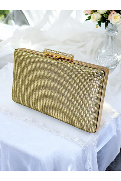 MidStore Light Gold Color One Side Stone Women's Evening Dress Bag
