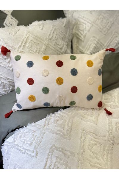 ŞENER HOME Rectangular Decorative Punch Throw Pillow Cover 35X55 cm