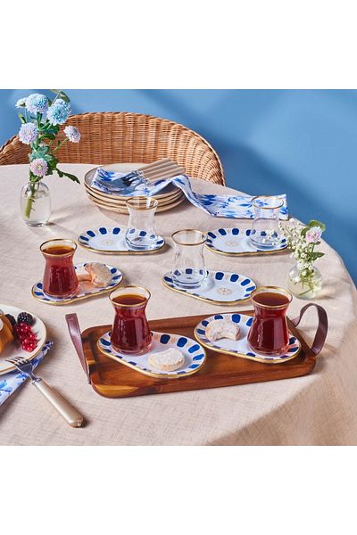 Karaca Belem Marineblau 12-teiliges Teeglas-Set