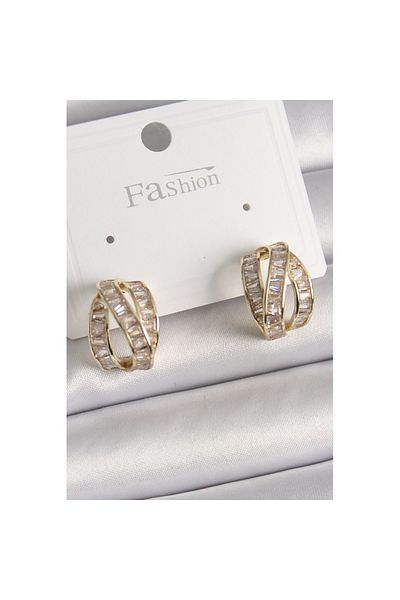 Skygo Orange Color Zircon Stone Knot Ring - Model Women's Earrings