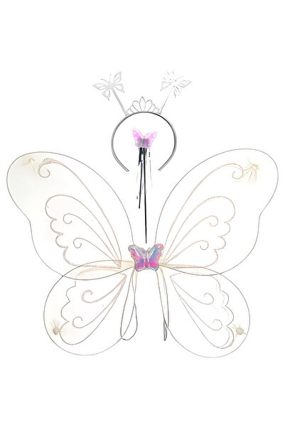 CAN Reilaparty Kelebek Kanat Seti Kanat, Taç Ve Asa Beyaz ( 37 Cm * 50 Cm )