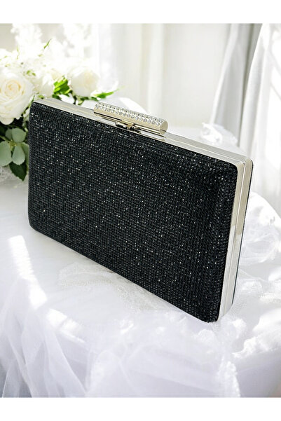 MidStore Black Color One Side Stone Women's Evening Dress Bag