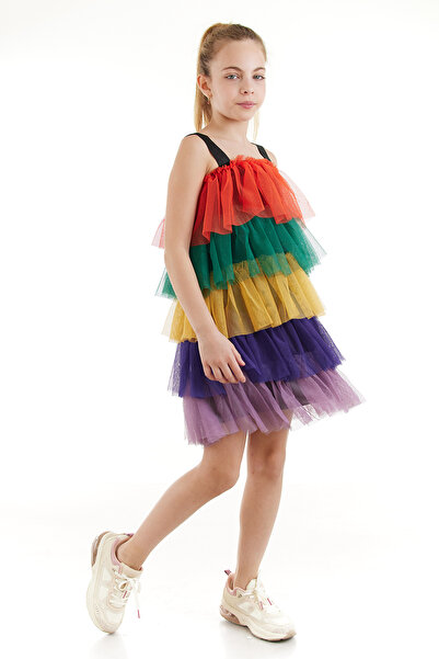 Colorinas Rainbow Shiny Girl's Strappy Tutu Party Dress