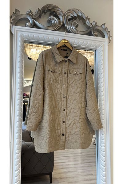 Invee Invee 6827 Patterned Quilted Jacket - Camel