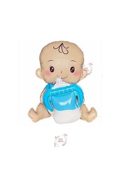 BAL10 DÜNYASI Bal10 Baby Boy Blue Color Gender Reveal Foil Balloon with Bottle