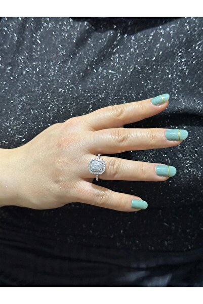 SÜKSE JEWELRY İthal Mozanit Taşlı Baget  Exclusive Gümüş Yüzük