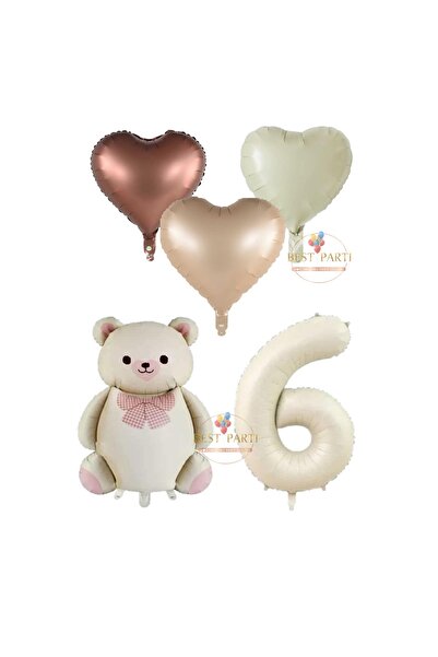 BEST PARTİ DOĞUM GÜNÜ PARTİ SÜSLERİ Best Cream Color Number Teddy Bear and He...