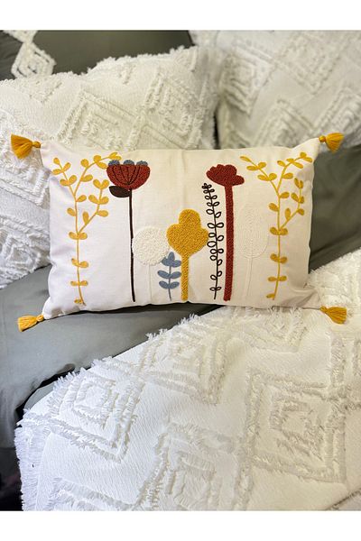 ŞENER HOME Rectangular Decorative Punch Throw Pillow Cover 35X55 cm