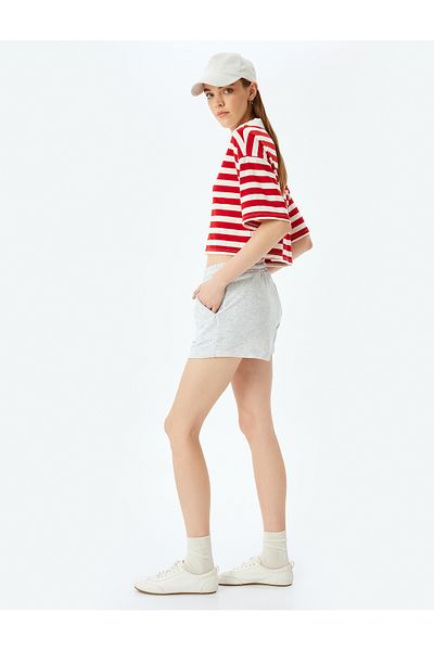 Koton New Season Basic Mini Shorts with Lace-Up Waist and Pocket Detail