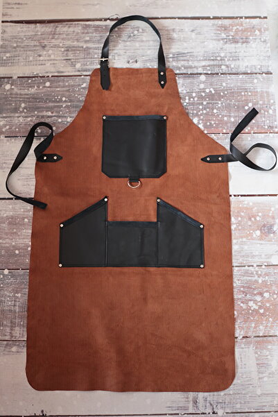 ykrhn Hakiki Dana Derisi Çok Amaçlı Önlük. Barista Önlüğü, Barbekü Önlüğü, St...