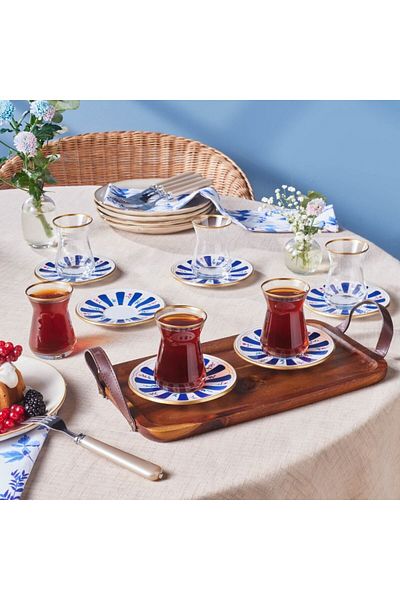 Karaca Bursa Türkisches Teeglas-Set, 12-teilig, Marineblau