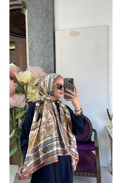 incili dükkan Pearl Shop Imported Voile Silk Shawl - Salmon