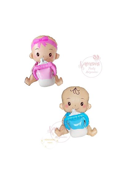 RÖNESANS PARTİ Renaissance Baby Girl Baby Boy Gender Reveal Foil Balloon with Bottle