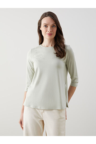 LC Waikiki Peak New Season Damenbluse mit Rundhalsausschnitt und Paillettenst...