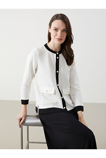 LC Waikiki LCW Grace Damen-Strickjacke mit Rundhalsausschnitt und Struktur