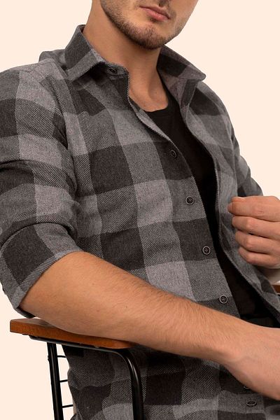 Etikmen Черна тениска риза Lumberjack с шарки на шах и подаръчна кутия