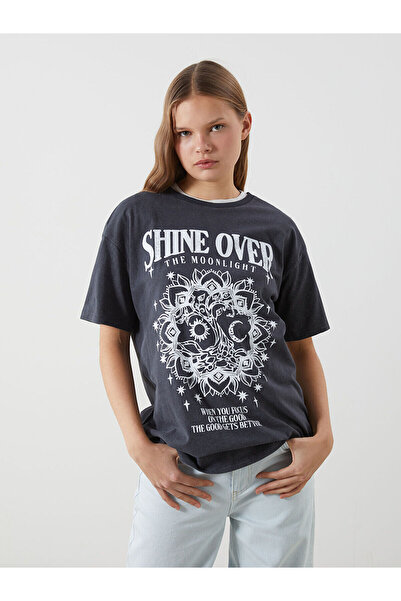 LC Waikiki Γυναικείο μπλουζάκι με στάμπα XSIDE Crew Neck