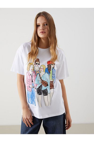 LC Waikiki Tricou de damă cu imprimeu cu gât crew