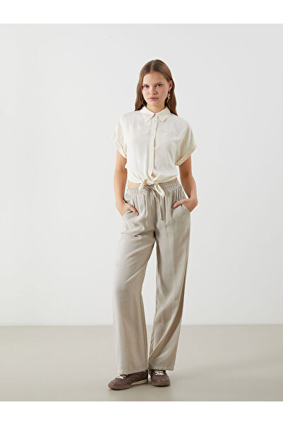 LC Waikiki Nevavm Women's Modal Blend Pants with Elastic Waist and Contrast D...