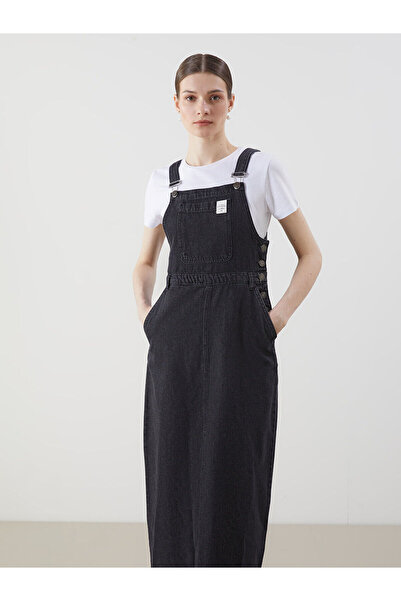 LC Waikiki Peak New Season Square Neck Straight Strap Women's Jean Salopet Dress