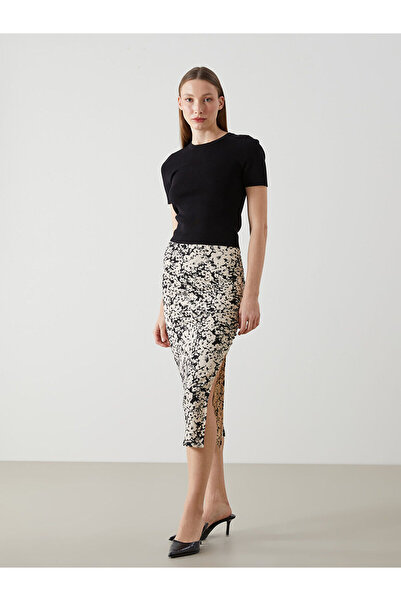 LC Waikiki Nevavm Women's Floral Pencil Skirt with Elastic Waist