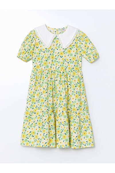 LC Waikiki Nevavm Farklı Renkler Bebe Yaka Floral Girl's Dress