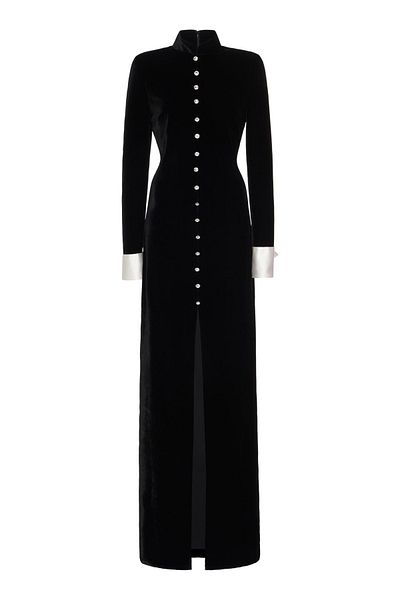 UNTIMELY Black Long Sleeve Velvet Dress with Decorative Button Detail