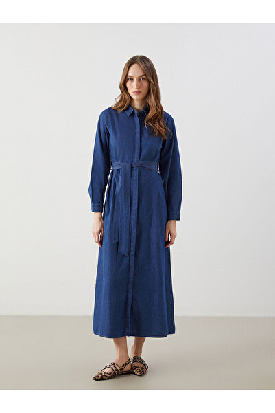 LC Waikiki Νέα σεζόν πουκάμισο γιακά Γυναικείο Jean Φόρεμα - S5HV34Z8