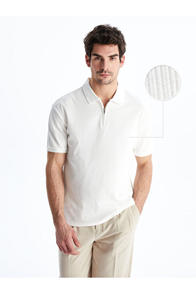 LC Waikiki Мъжка текстурирана тениска с къс ръкав и поло яка - нова сезонна -...