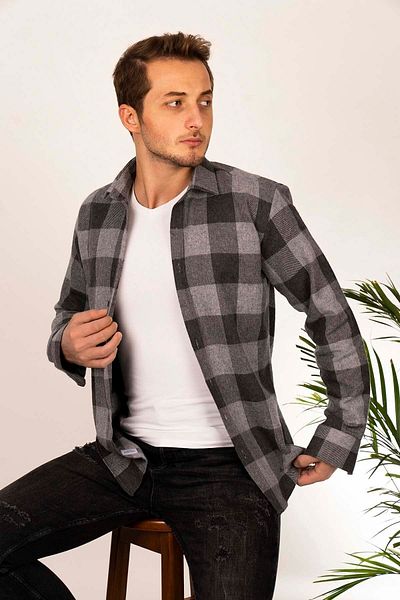 Etikmen Черна тениска риза Lumberjack с шарки на шах и подаръчна кутия